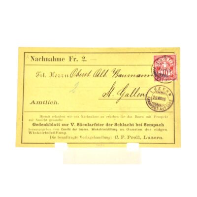 Antike Nachnahme der Winkelriedstiftung Luzern um 1886