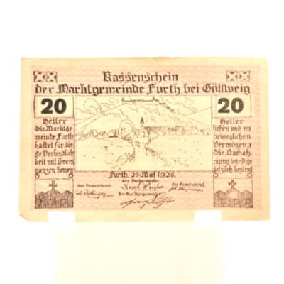 Notgeld/Kassenschein Furth bei Göttweig 20 Heller