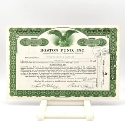 Historisches Wertpapier der Boston Fund Incorporated