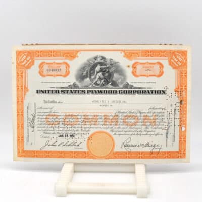 Historisches Wertpapier der United States Plywood Corporation