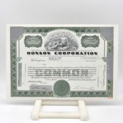 Historisches Wertpapier der Ronson Corporation