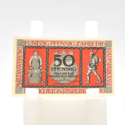 Platzanweisung über 50 Pfennig der Stadt Bielefeld