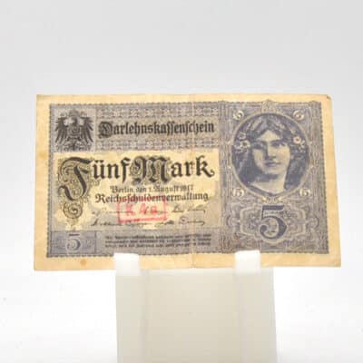 Alte Banknote/Darlehnskassenschein über 5 Mark