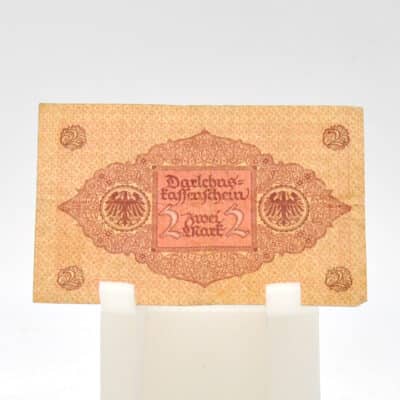 Alte Banknote/Darlehnskassenschein über 2 Mark Rot