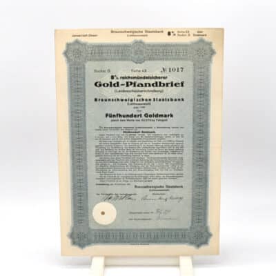 Historisches Wertpapier Goldpfandbrief Braunschweig