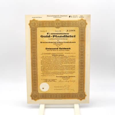 Historisches Wertpapier Goldpfandbrief Braunschweig