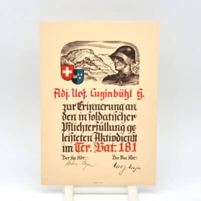 Alte Erinnerungsurkunde über die Teilnahme am Aktivdienst 1939/45