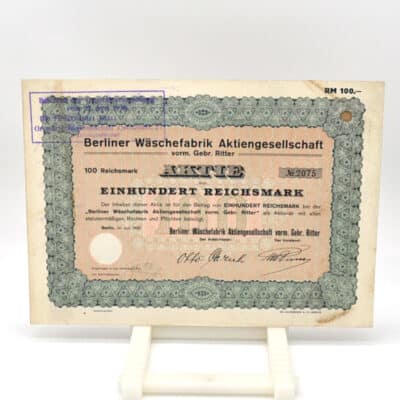 Historisches Wertpapier Wäschefabrik Berlin Gebr. Ritter