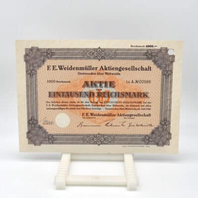 Historisches Wertpapier F.E. Weidenmüller AG