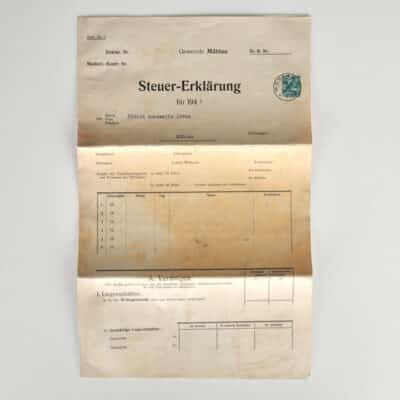 Steuererklärung der Gemeinde Mühlau 1941