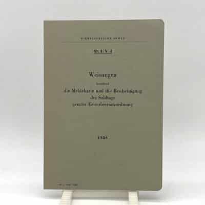 Reglement Weisungen für Meldekarte und Bescheinigung der Soldtage 1956