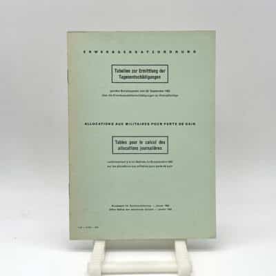 Broschur Tabelle zur Ermittlung der Tagesentschädigungen EO | Fabulafero - Antiquitäten und Einzigartiges Broschur Tabelle zur Ermittlung der Tagesentschädigungen EO