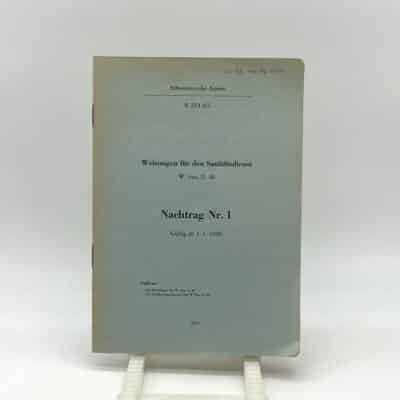 Weisungen für den Sanitätsdienst Nachtrag Nr. 1