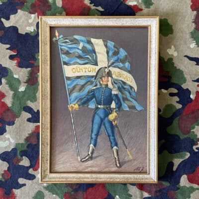 Kleines Bild Bannerträger Kanton Aargau 1803 | Fabulafero - Antiquitäten und Einzigartiges Kleines Bild Bannerträger Kanton Aargau 1803